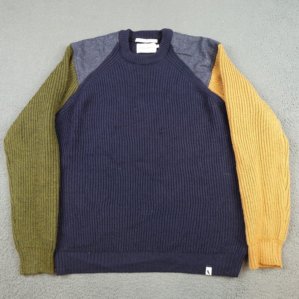 Peregrine Sweater Mens XL Multicolor Wool Crewneck Colorblock Made In England
